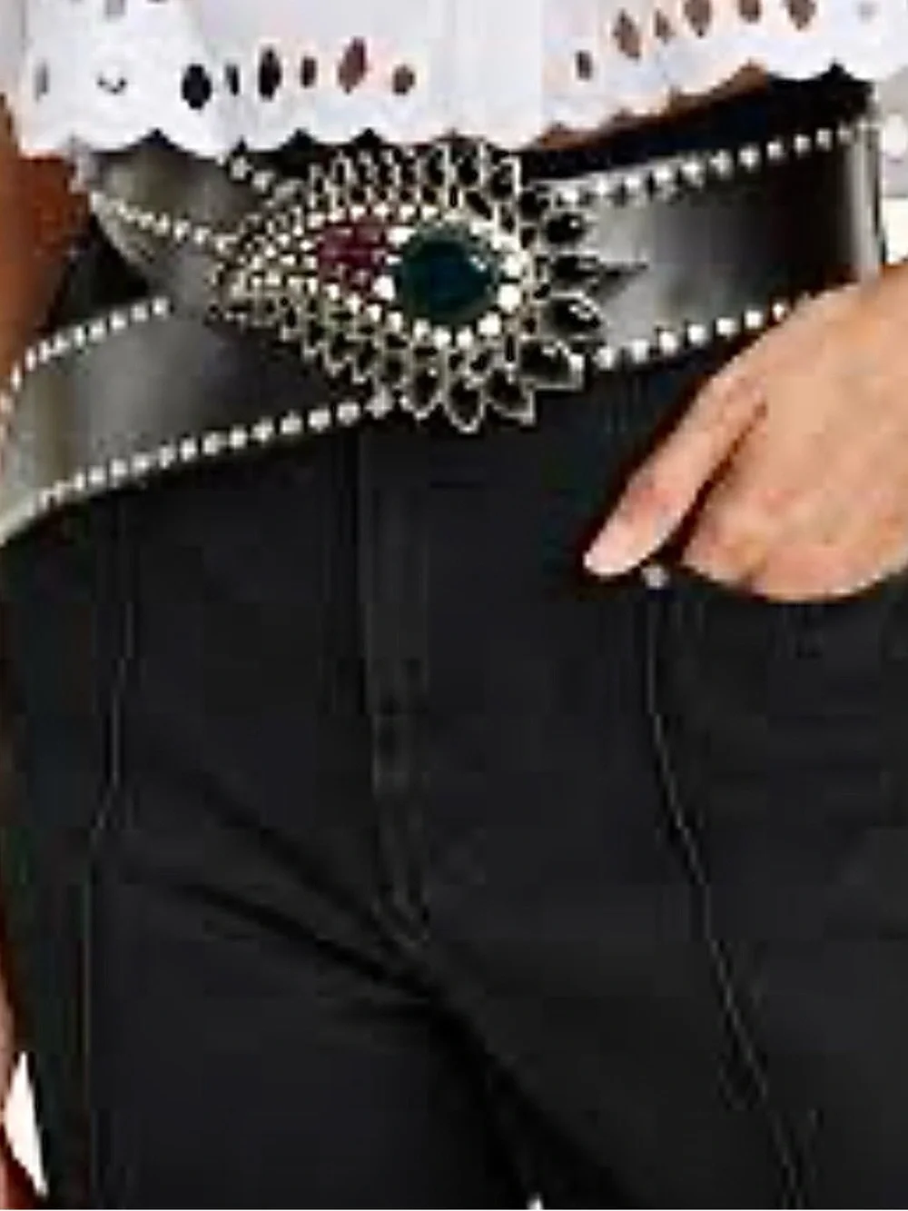 ISABEL MARANT Aliette Black Leather Embellishe Studded Belt 70 - XS/S